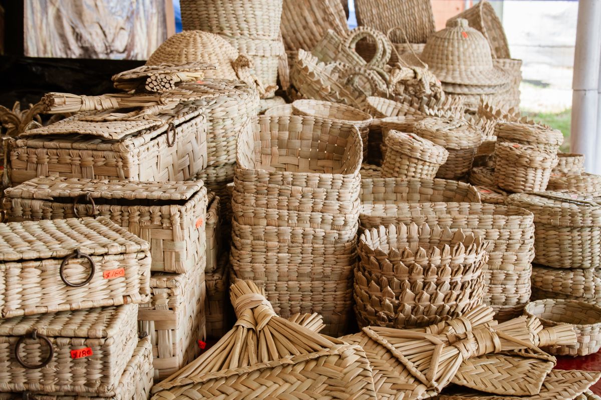Woven Palm Bread Basket